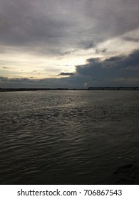 Sunset falls at water...