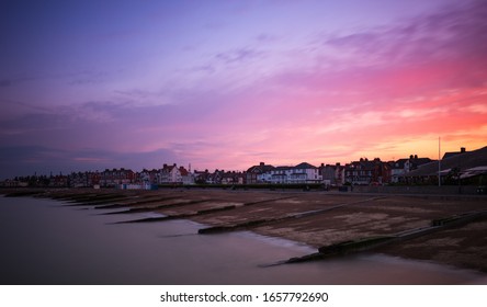 Sunset At Felixstowe Beach, Suffolk, East Anglia, England.