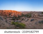 sunset at fiery furnace viewpoint in arches national park in utah, usa