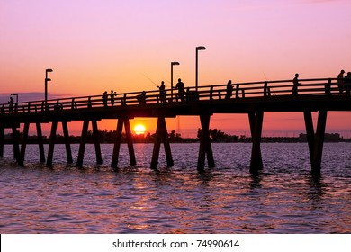 Sunset At The Fishing Pier,Sarasota Florida