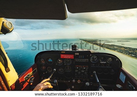 Sunset Flight over Outer Banks of North Carolina, USA
