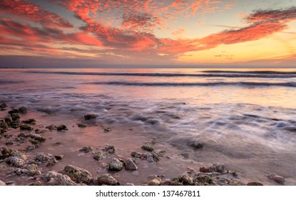 Sunset , Florida Beach In Tampa  Clearwater Beach