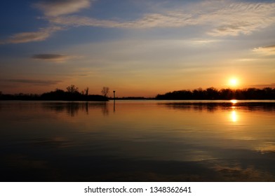 Sunset From Fort Smith, AR Looking Over The Arkansas River Into Oklahoma