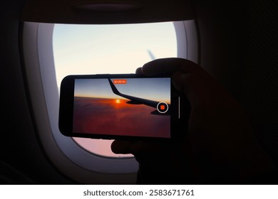 Sunset framed by cellphone screen