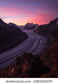 Sunset in front of the Aletschgletscher