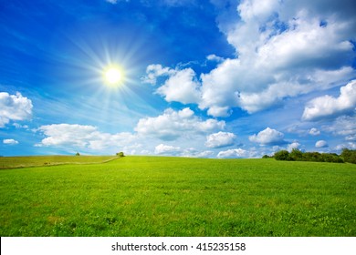 Sunset In German Summer Field.