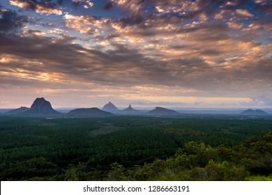 Sunset Glasshouse Mountains, Sunshine Coast, Queensland, Australia
