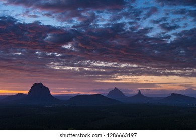 Sunset Glasshouse Mountains, Sunshine Coast, Queensland, Australia
