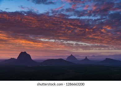 Sunset Glasshouse Mountains, Sunshine Coast, Queensland, Australia
