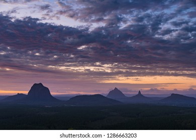 Sunset Glasshouse Mountains, Sunshine Coast, Queensland, Australia
