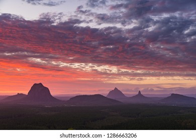 Sunset Glasshouse Mountains, Sunshine Coast, Queensland, Australia
