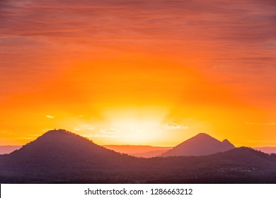 Sunset Glasshouse Mountains, Sunshine Coast, Queensland, Australia
