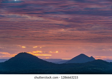 Sunset Glasshouse Mountains, Sunshine Coast, Queensland, Australia
