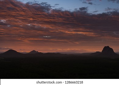 Sunset Glasshouse Mountains, Sunshine Coast, Queensland, Australia
