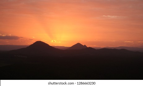 Sunset Glasshouse Mountains, Sunshine Coast, Queensland, Australia
