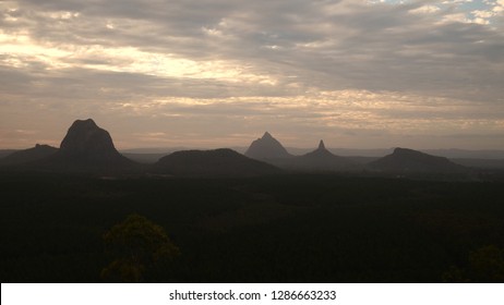 Sunset Glasshouse Mountains, Sunshine Coast, Queensland, Australia
