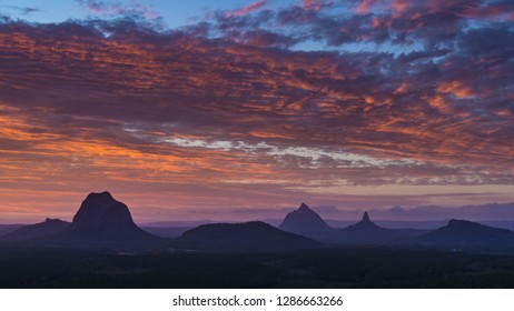 Sunset Glasshouse Mountains, Sunshine Coast, Queensland, Australia
