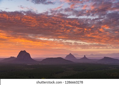 Sunset Glasshouse Mountains, Sunshine Coast, Queensland, Australia
