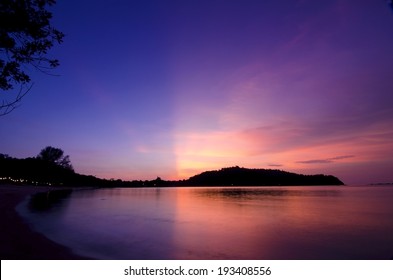 Sunset Glowing View While Magic Hour In Pangkor Island, Malaysia