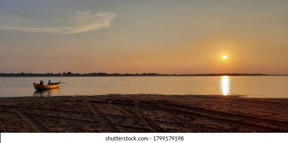 Sunset At Godavari River On Evening