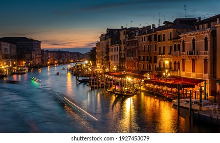 Sunset of the Grand Canal from the Rialto Bridge.Venice.Italy.