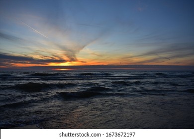 Sunset At The Grand Haven State Park In Grand Haven, MI