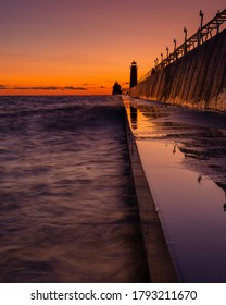 Sunset At Grand Haven State Park. 