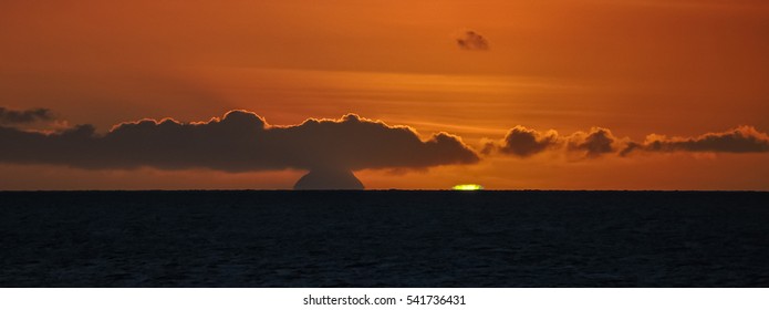 Sunset And Green Flash Over The Caribbean Sea From Curacao Island