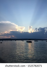 Sunset At Higgins Lake In Michigan.