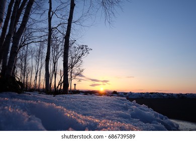 Sunset ice