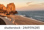 Sunset at Infinity Pool and beach in Cabo San Lucas Mexico