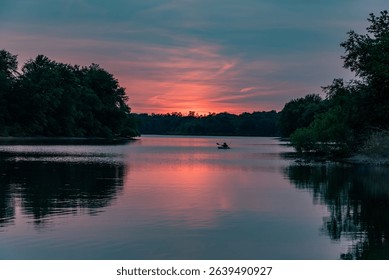 Sunset and Kayak, Lake Marburg Pennsylvania