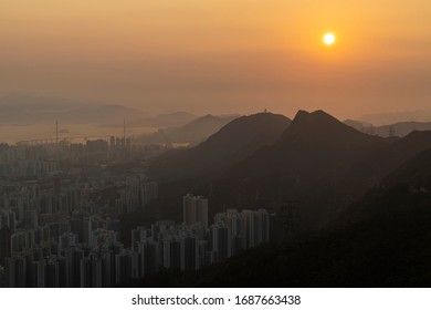 Sunset Of Kowloon East In Hong Kong