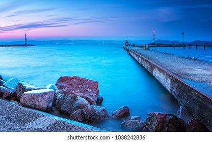 Sunset At Lake Balaton In Winter