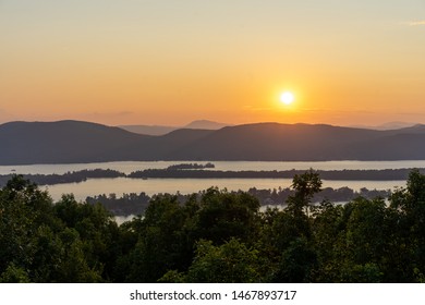 Sunset At Lake George From Pilot Knob Gazebo