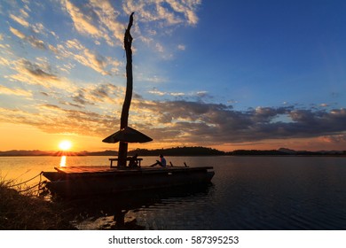 sunset at the lake / lake view in sunset