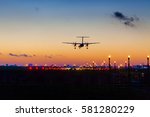 sunset landing in Brussels Zaventem Airport
