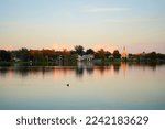 Sunset Landscape of city center of lakeland Florida