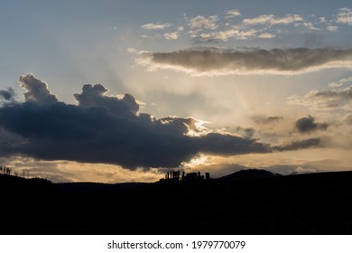 Sunset Landscape In The German Area Rothaargebirge