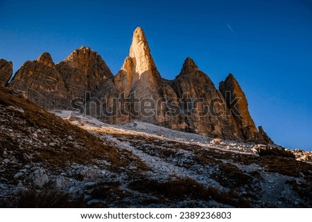 Sunset light in Dolmites mountains,Italy