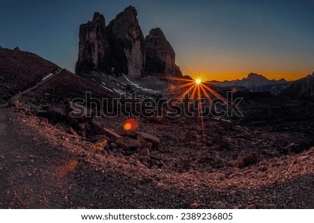 Sunset light in Dolmites mountains,Italy