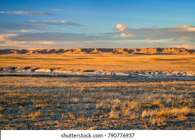 Sunset light over Pawnee National Grassland in northern Colorado, typical winter or fall scenery with a dry grass - Shutterstock ID 790776937