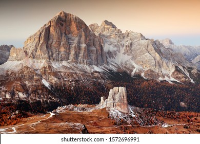 Sunset light over Tofana di Rozes (3225m) in the Dolomites, Italy, Europe
 - Shutterstock ID 1572696991