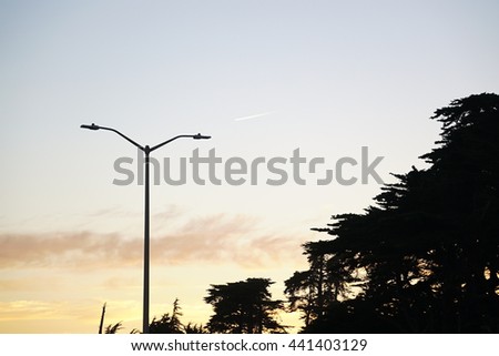 sunset with lightpole