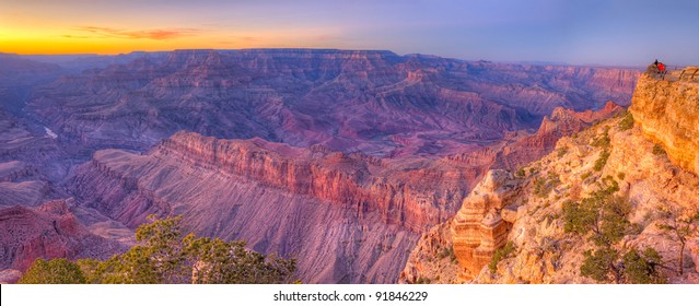 Sunset at Lipan Point, Grand Canyon. Panoramic HDR composition.