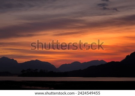Sunset Loch leven in the Scottish Highlands, UK.