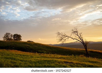 Sunset And Long Range View In Rural America