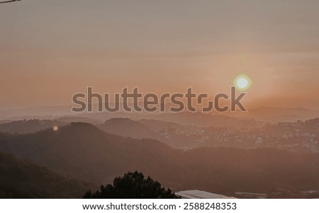 Sunset looking from the moutain background