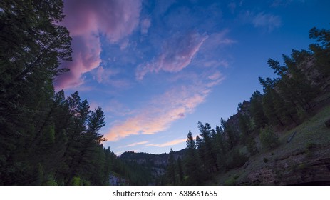 Sunset From Lower Scotty Allen's Black Canyon Camp, Smith River, Montana