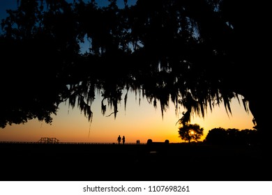 Sunset At The Mandeville Lakefront In Louisiana 